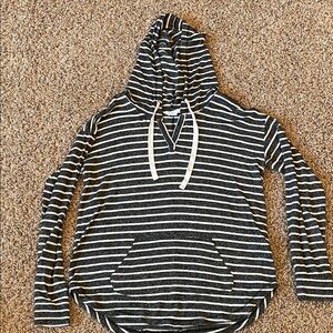 Market & Spruce Black and White Striped Hoodie